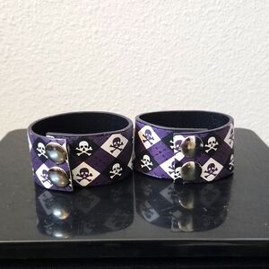 2 Skull & Bones Leather Bracelets